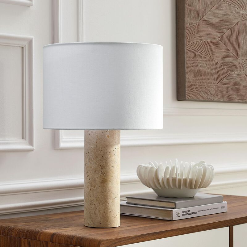 Modway Zenith Travertine Stone Pillar Table Lamp in Travertine image number 4