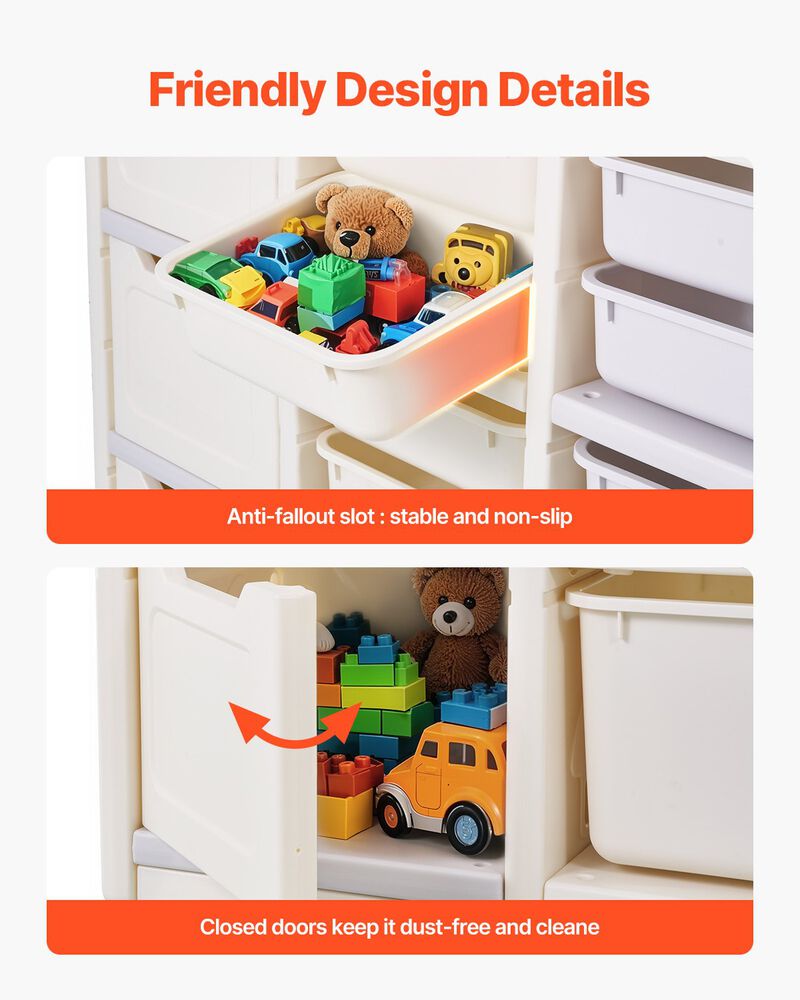 Kids Cubby Storage – 4-Tier Elephant Organizer with 10 Plastic Bins for Nursery & Bedroom