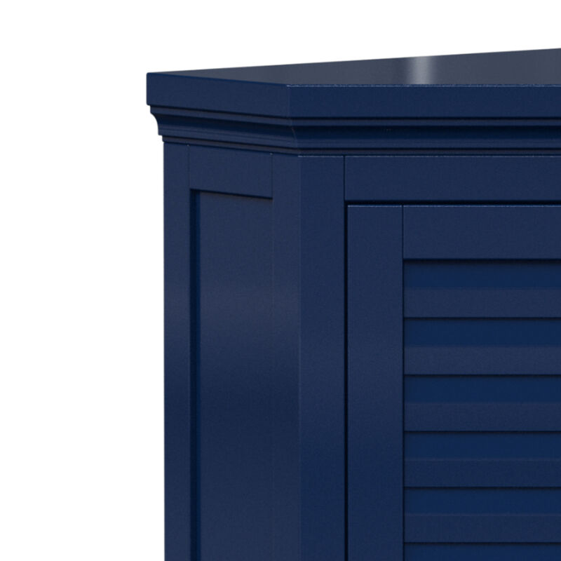 Teamson Home Glancy Removable Corner Wall Cabinet with Faux Louvered Door, Navy image number 4