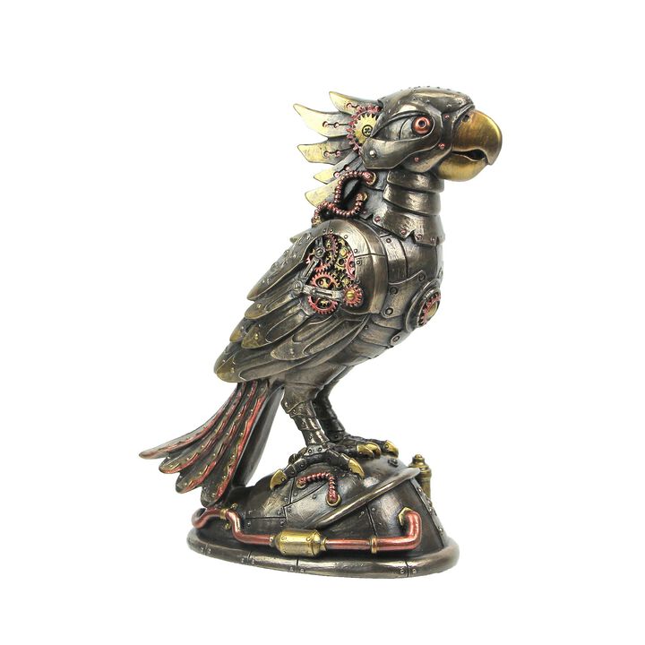 Steampunk Designed Cockatiel Parrot Bird Metallic Finished Tabletop Statue