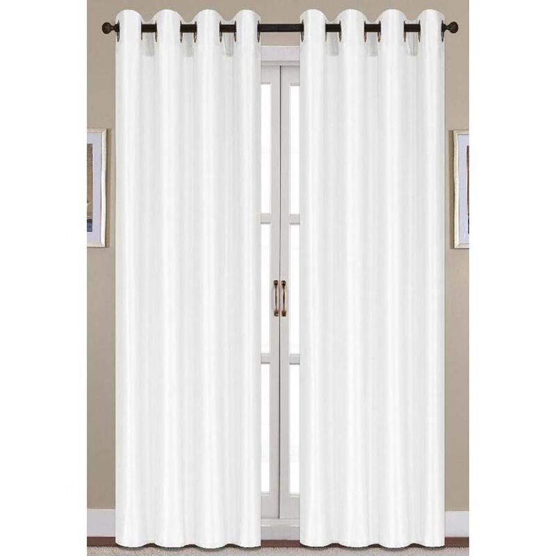 Nancy Faux Silk 54 x 84 in. Grommet Top Curtain Panel White