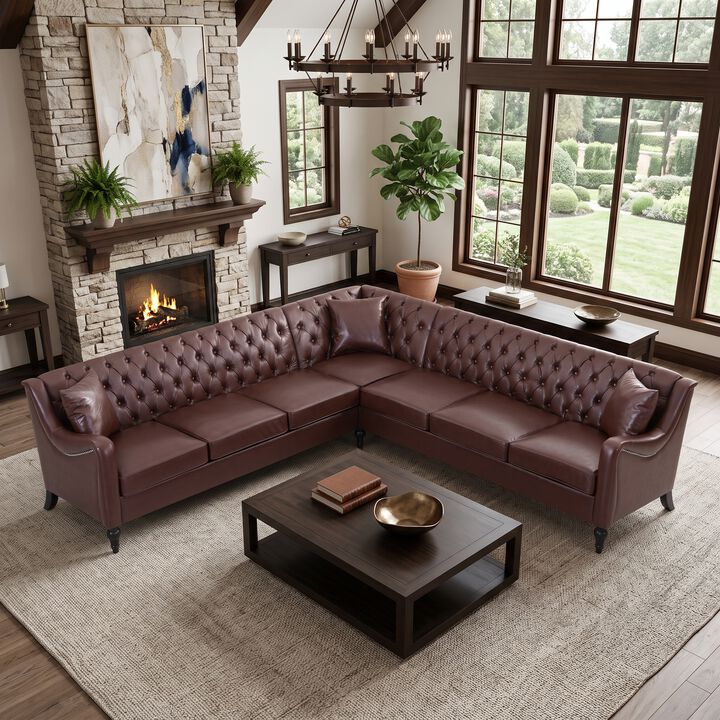 Welknu PU Leather L‑Shaped Sectional Sofa
