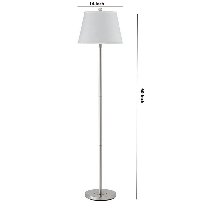 Metal Round 3 Way Floor Lamp with Spider Type Shade, Silver-Benzara image number 5