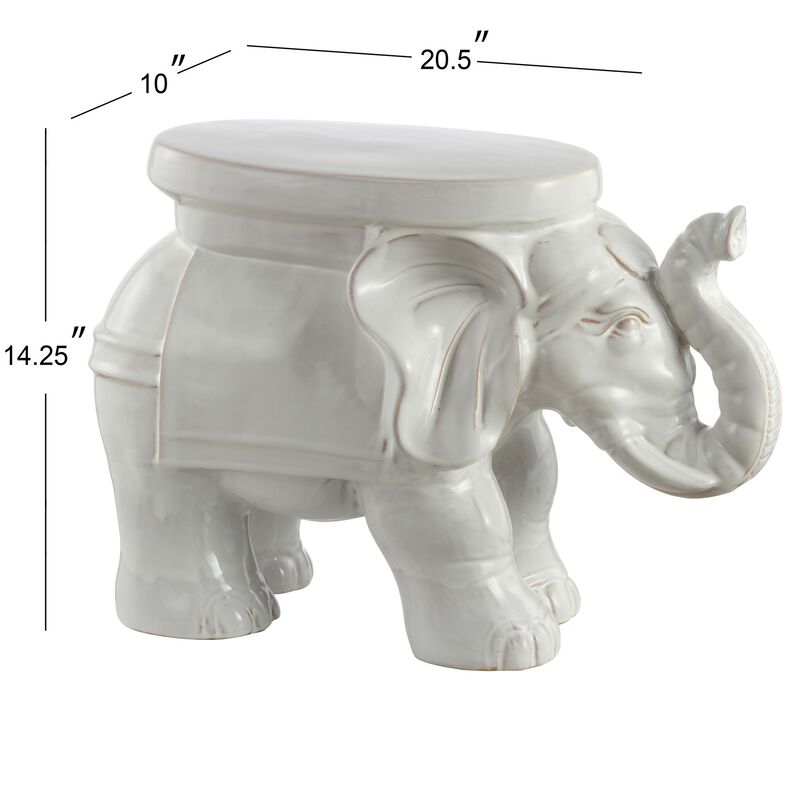 White Elephant Ceramic Garden Stool