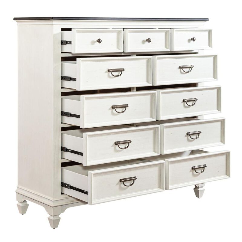 Liberty Furniture Allyson Park 11 Drawer Chesser in Wirebrushed White w/ Charcoal Top image number 3
