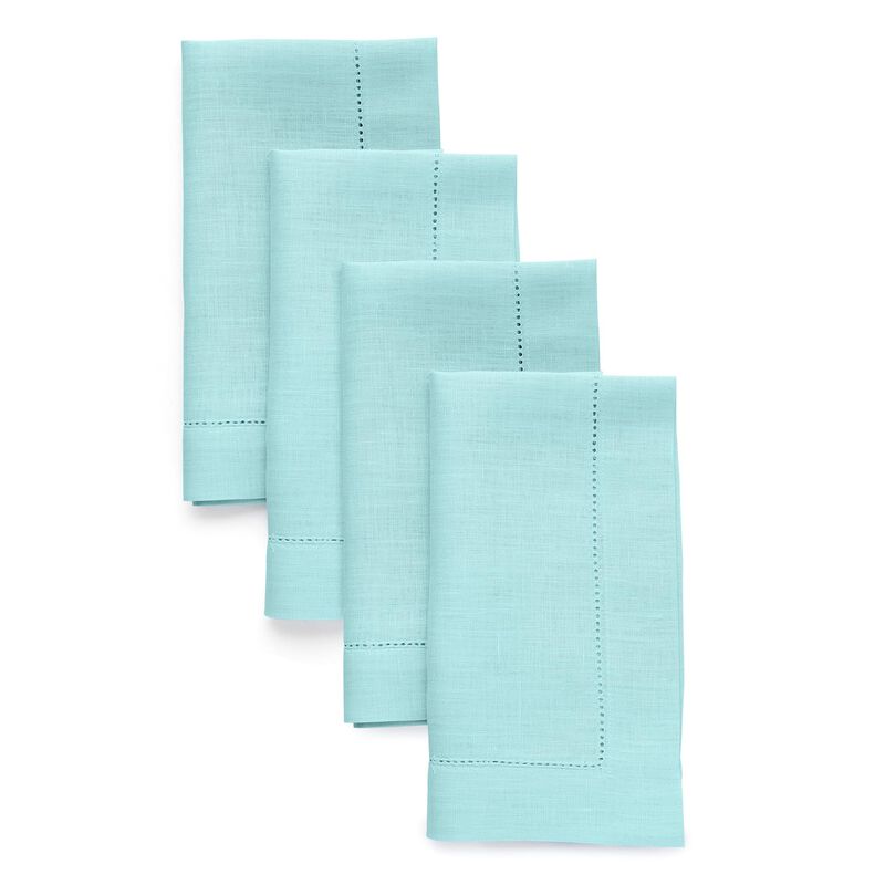 Solino Home Classic Hemstitch 100% Linen Dinner Napkins &ndash; Set of 4, 20 x 20 in, Machine Washable, Holiday and Everyday Dining