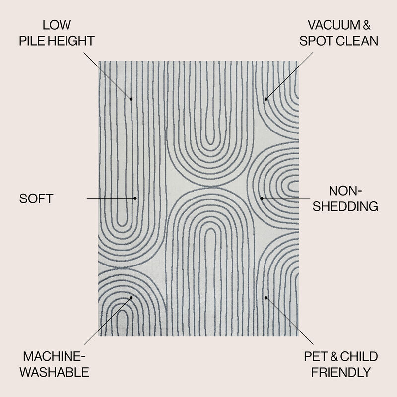 Doodle Contemporary Glam Geometric Machine-Washable Area Rug