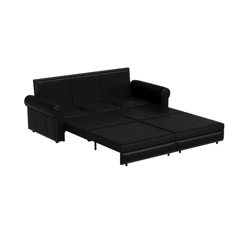 Merax 3-in-1 Faux Leather Convertible Sleeper Sofa