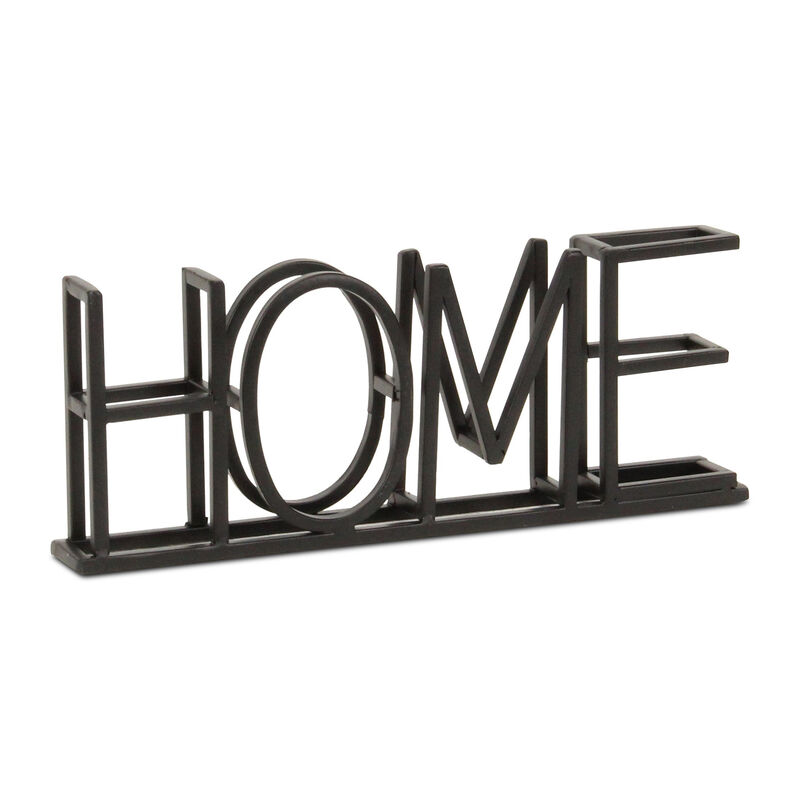 HomeRoots 11" Black Metal Home Tabletop Sign image number 0