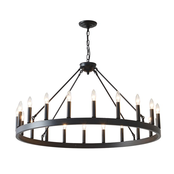 ELEMENT ACE Vintage Industrial Farmhouse Wagon Wheel Chandelier Adjustable Height Hanging Light Fixture for Dining Room Kitchen Island Living Room Bar