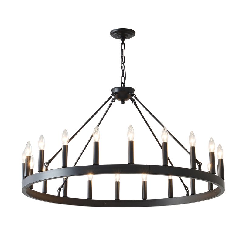 ELEMENT ACE Vintage Industrial Farmhouse Wagon Wheel Chandelier Adjustable Height Hanging Light Fixture for Dining Room Kitchen Island Living Room Bar image number 0