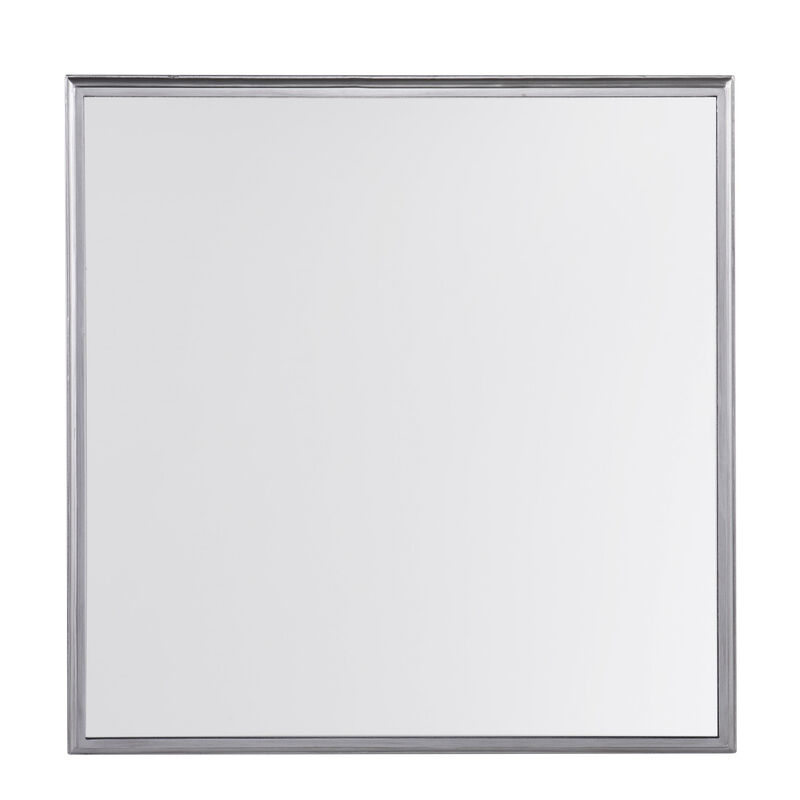 Hivvago 29 Inch  Silver Mirrored Square Coffee Table With Shelf