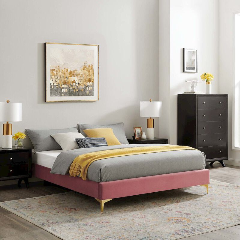 Sutton Performance Velvet Queen Bed Frame image number 5