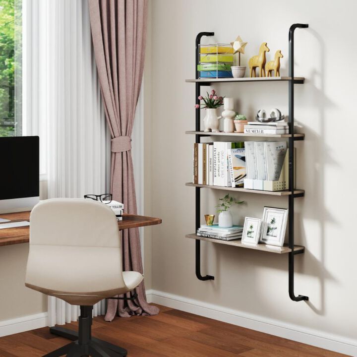 Hivvago 4-Tier Industrial Pipe Shelving with Metal Frame for Living Room Kitchen