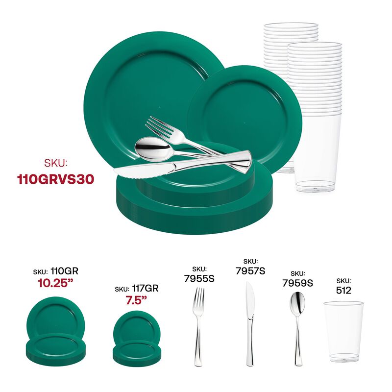 Solid Red Holiday Round Plastic Wedding Value Set (30 Sets) image number 5