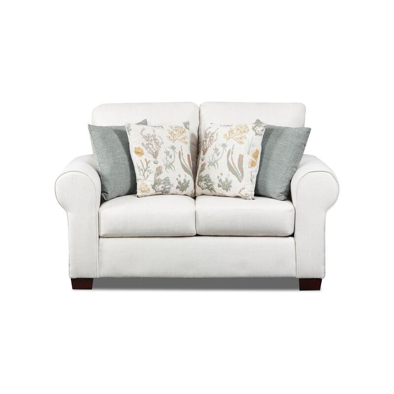 American Furniture Classics Living Room Beaujardin Loveseat with Four Throw Pillows