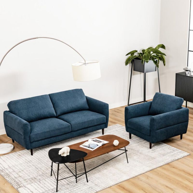 Hivvago 72 Inch Small Fabric Loveseat Sofa Couch with with Solid Frame image number 2