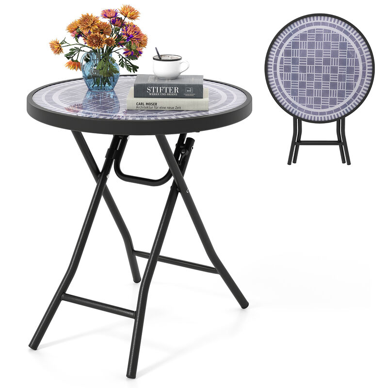 18 Inch Folding Side Table Patio Round Compact Side Table