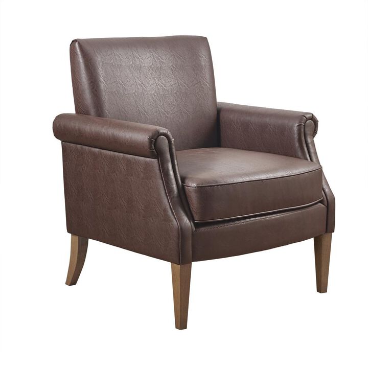 Belen Kox Faux Leather Accent Arm Chair, Brown, Belen Kox