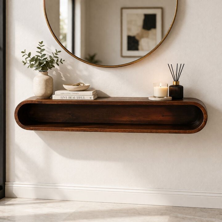 Artisan Furniture Solid Wood Arc Shadow Wall-Mounted Media Console, Brown