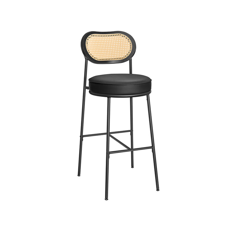 Bar Stools Set of 2, Bar Height Bar Stool with PE Rattan Back