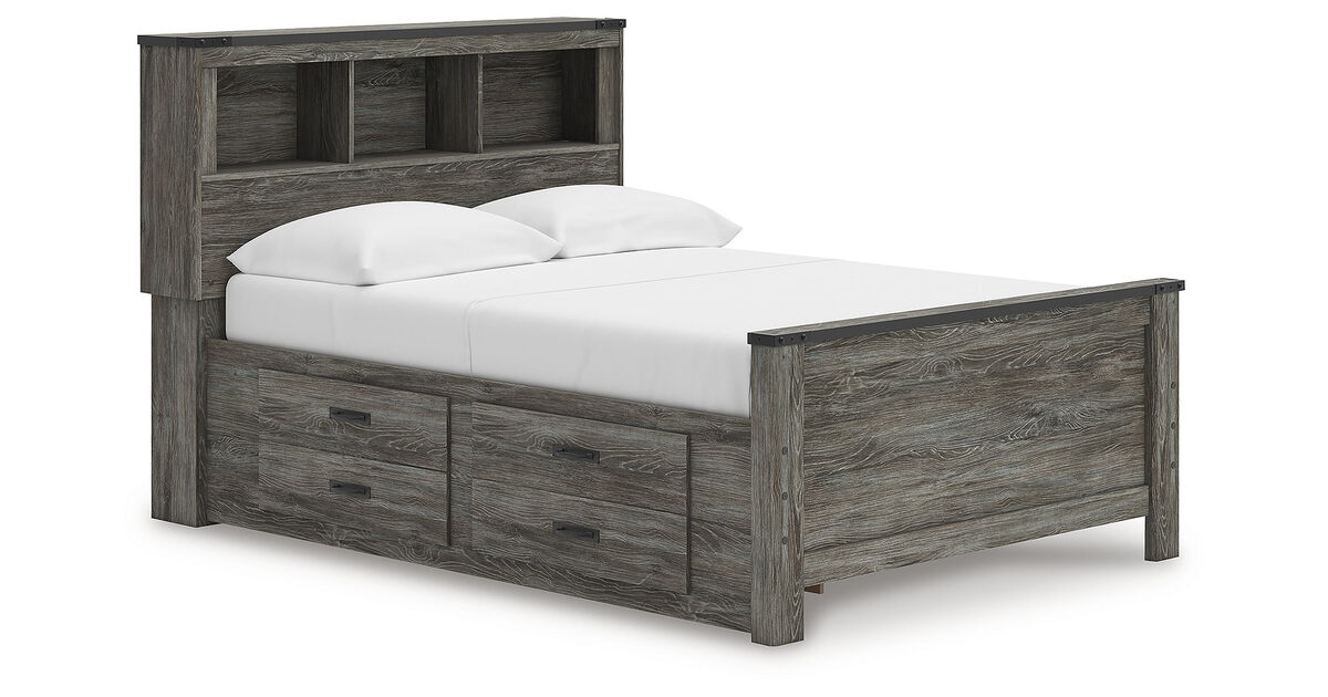 Frandern Full Bookcase Panel Bed with Storage