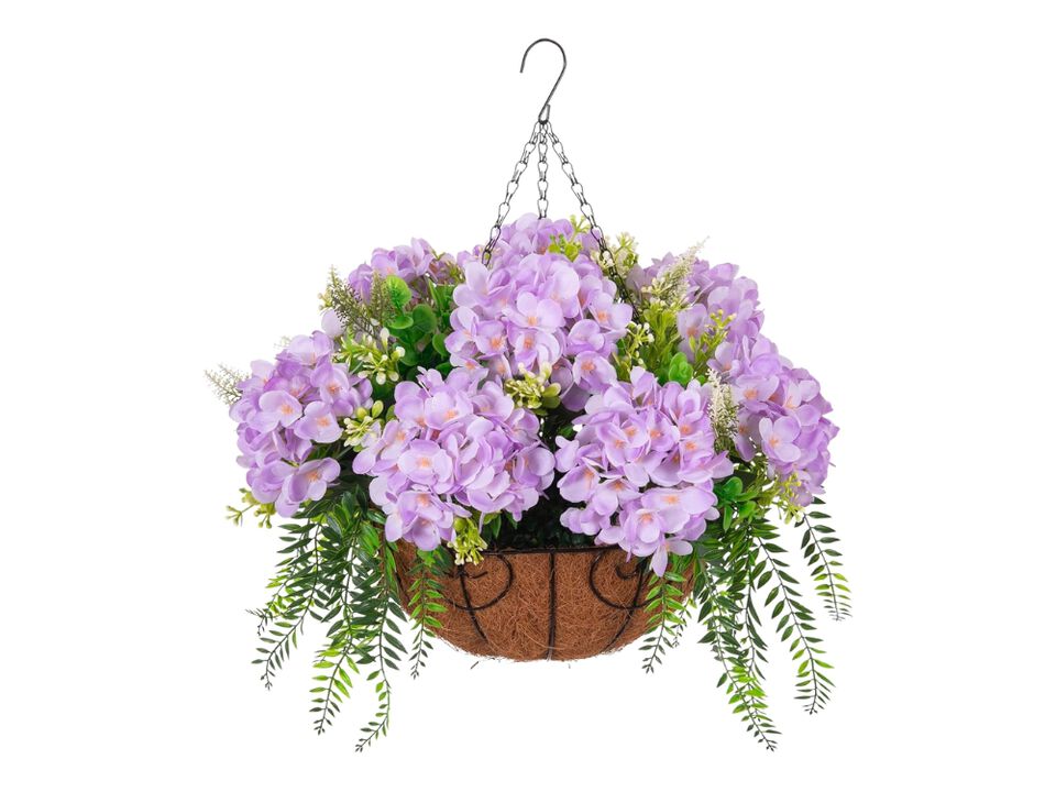 Purple Artificial Hanging Hydrangea Flowers Outdoor Home Decor