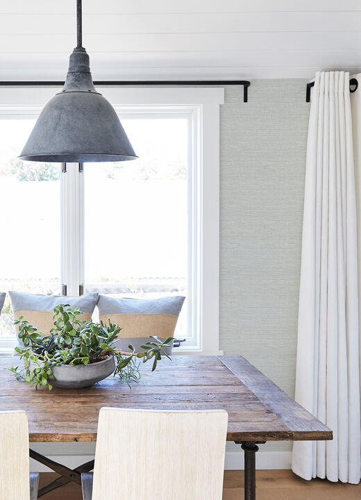 Agave Sky Blue Faux Grasscloth Wallpaper