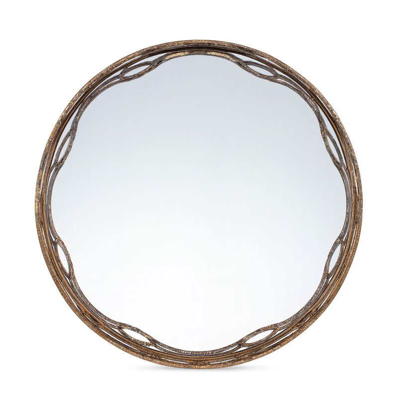 HomeRoots Set of Two Gold Round Ornate Framed Accent Mirrors image number 2
