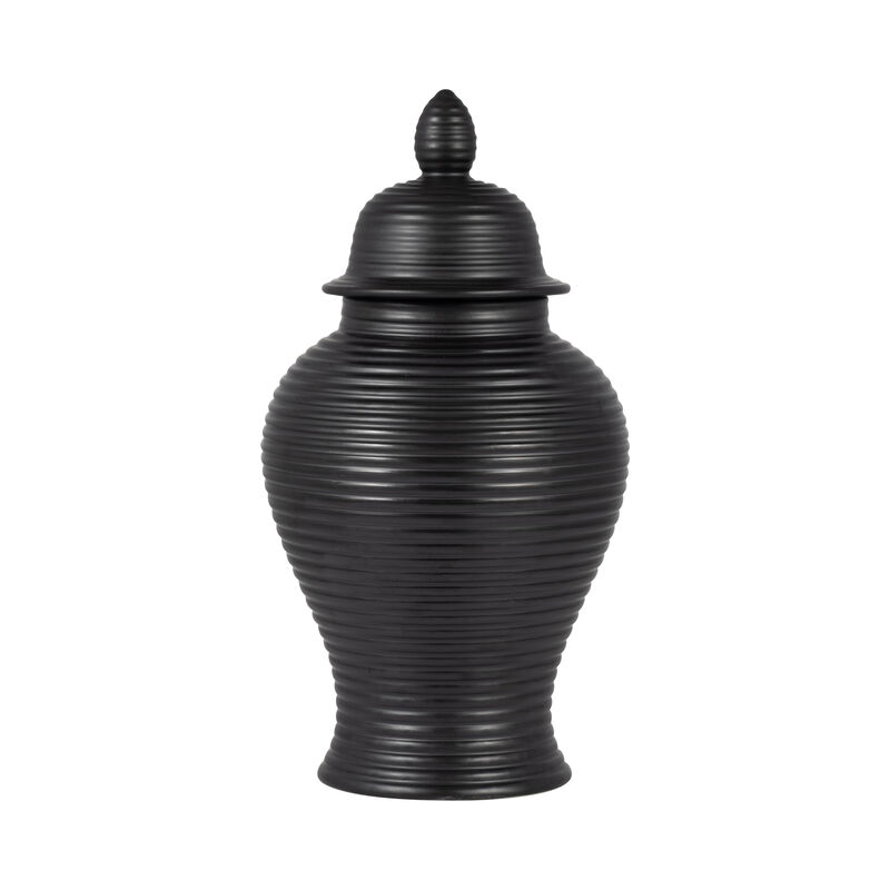 18" Ribbed Temple Jar, Black image number 0