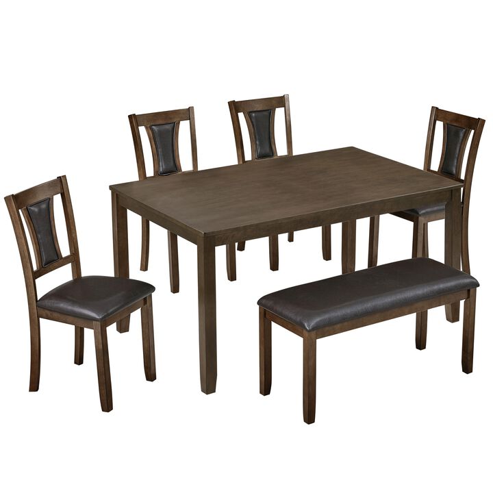 Sorhom 6‑Piece Farmhouse Rustic Dining Table Set