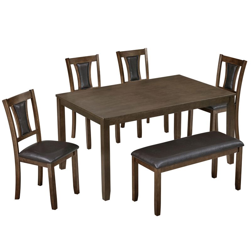 Sorhom 6‑Piece Farmhouse Rustic Dining Table Set image number 0