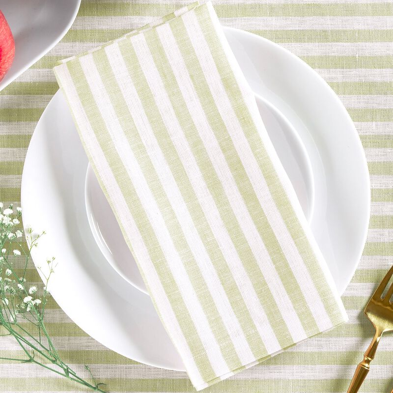 Solino Home Amalfi Stripe 100% Linen Dinner Napkins &ndash; Set of 4, 20 x 20 in, Machine Washable, Holiday and Everyday Dining
