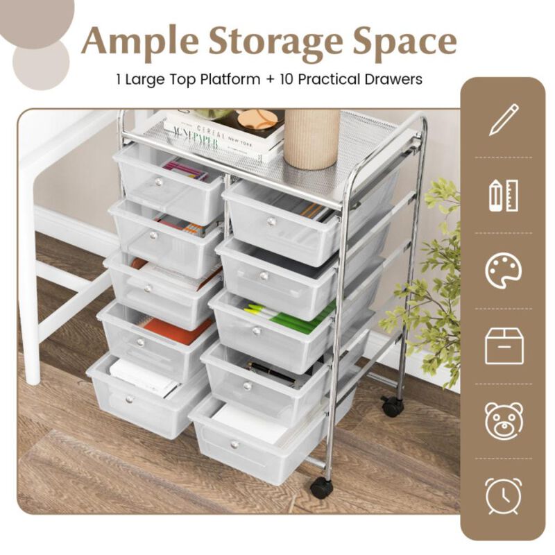 Hivvago 10-Drawer Rolling Storage Cart