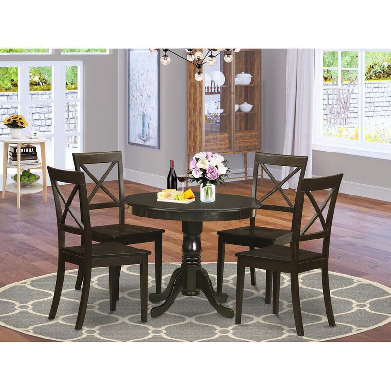 East West Furniture 5  Pc  small  Kitchen  Table  and  Chairs  set-round  Kitchen  Table  and  4  Dining  Chairs