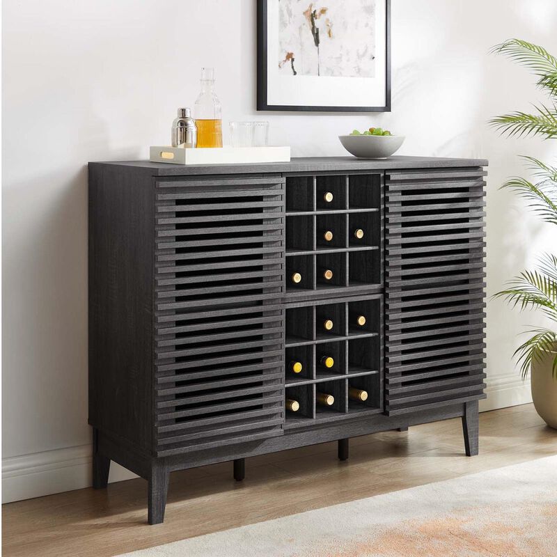 Modway Render Mid-Century Modern Wine Bar Cabinet in Charcoal 17 x 46 x 37 image number 1