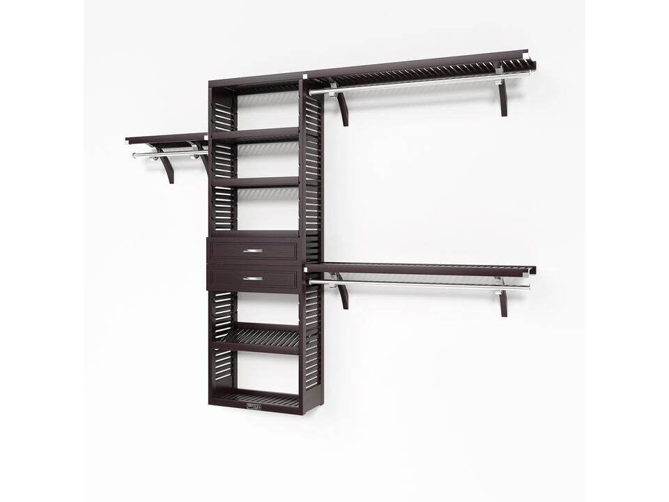 Solid Wood Reach-In Closet Organizer with 2 Drawers