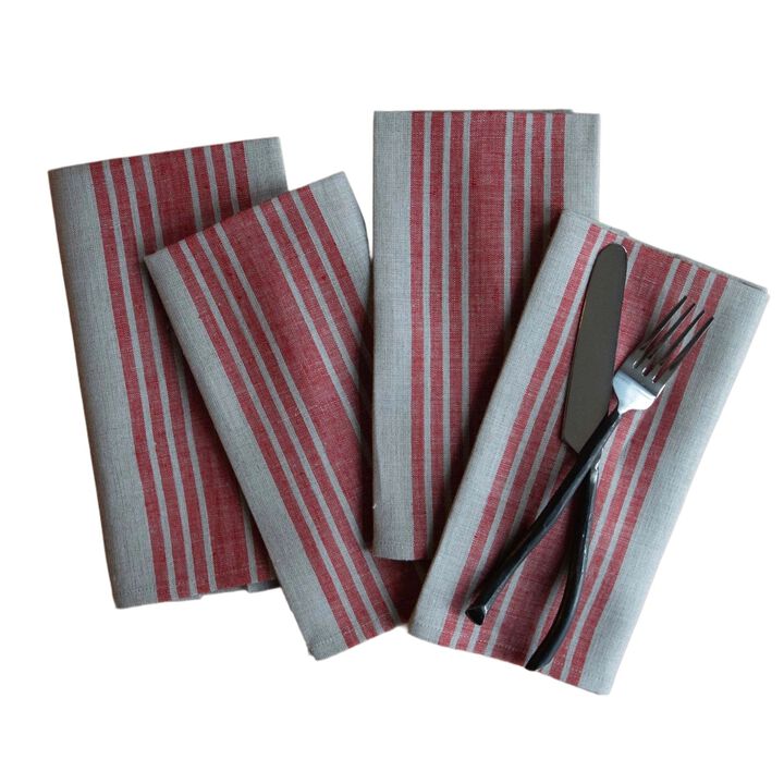 Solino Home 100% Pure Linen Dinner Napkins 20 x 20 Inch Set of 4 - Farmhouse