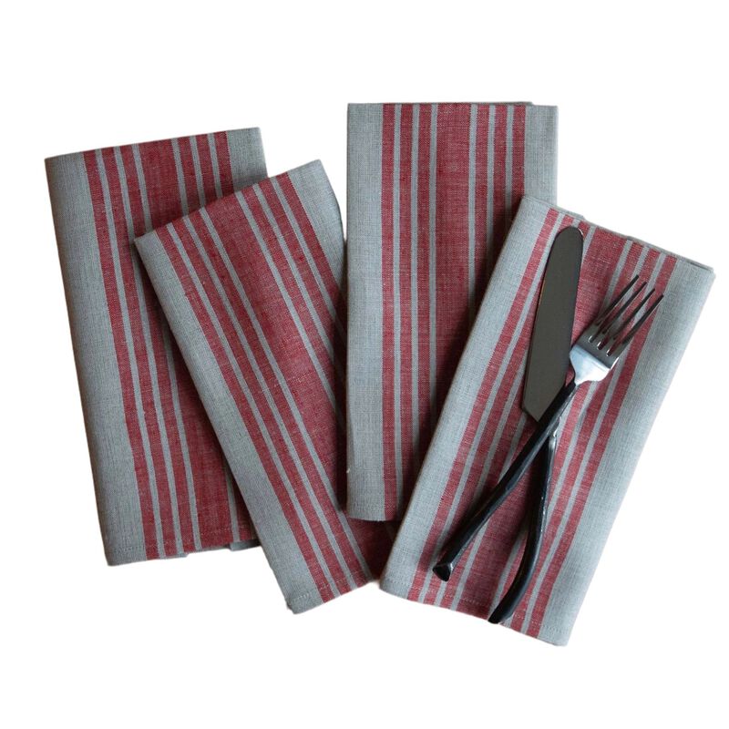 Solino Home Farmhouse 100% Linen Dinner Napkins &ndash; Set of 4, 20 x 20 in, Machine Washable, Holiday and Everyday Dining