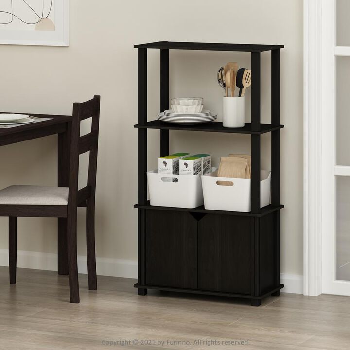 Furinno Just 3-Tier Turn-N-Tube End Table, 2-Pack, Americano/Chrome