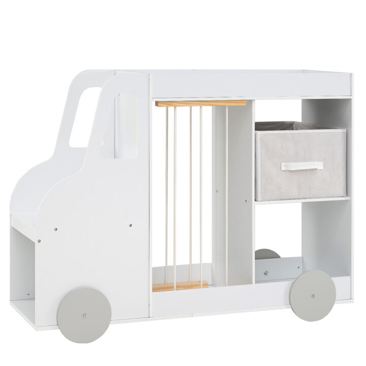 Toy Storage Organizer with Fabric Drawer and Universal Wheels
