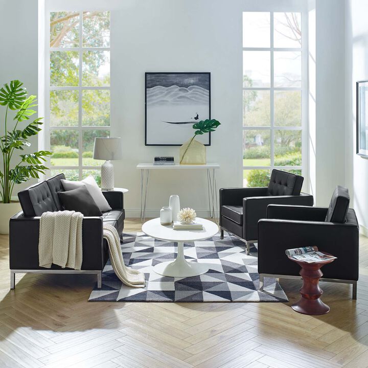 Loft 3-Piece Tufted Upholstered Faux Leather Set