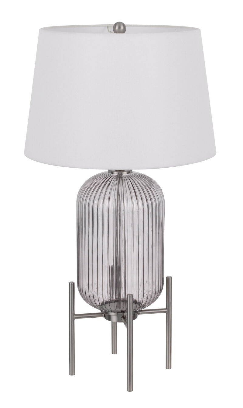 Hivvago 33" Nickel Glass Round Table Lamp With White Empire Shade
