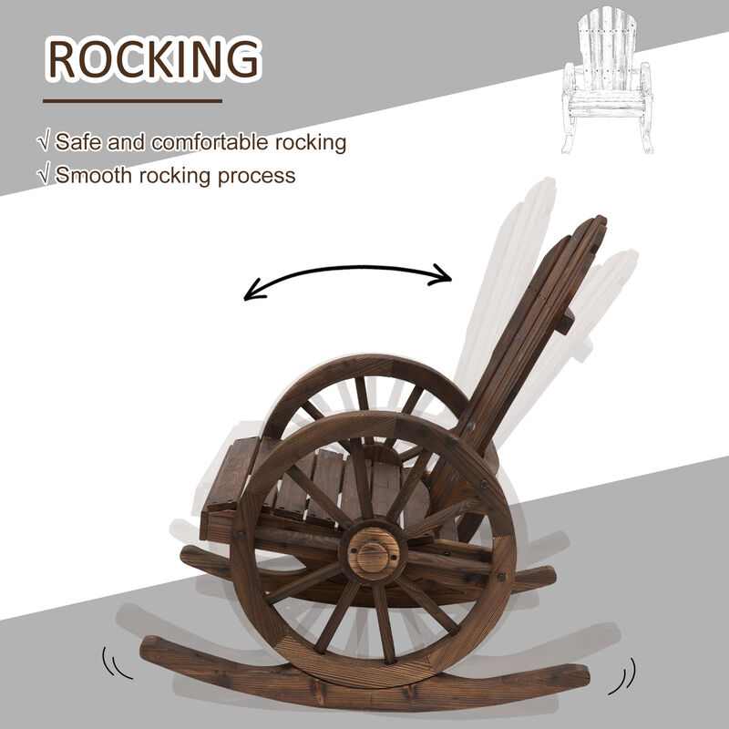 Hivvago Outdoor Wooden Rocker Chair with Oversized Back image number 3