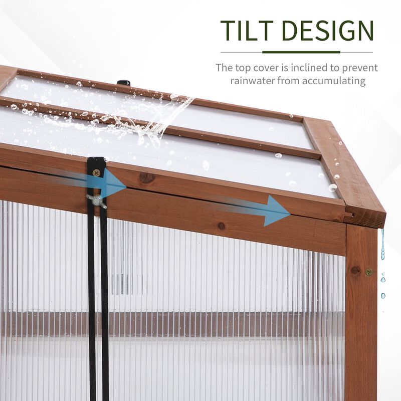 Hivvago Wooden Cold Frame Greenhouse with Polycarbonate Panels image number 3