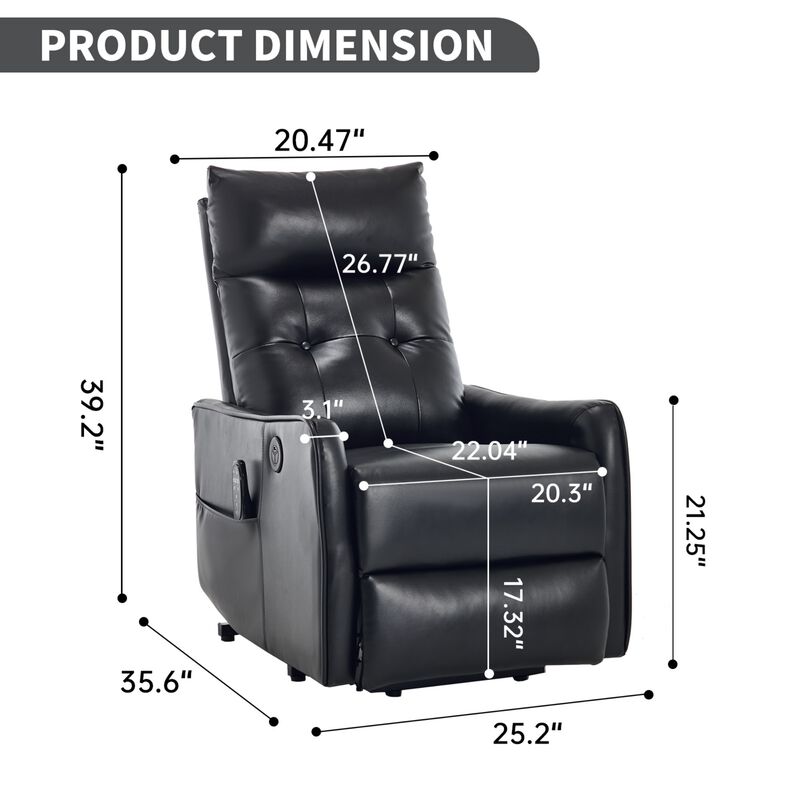 Faux Leather Power Lift Recliner Chair 155&deg; Recliner with Massage Heat & USB image number 9
