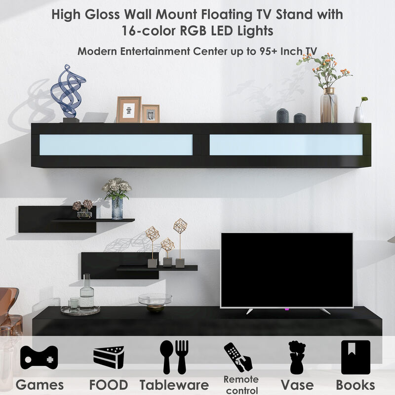 Merax Wall Mount Floating TV Stand with Storage Cabinets