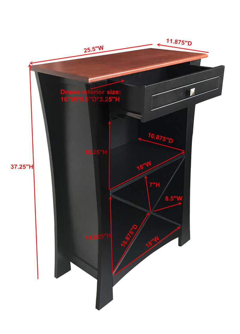 Kings Brand Hiland Bar Cabinet Wine Storage With Glass Holders & Drawer