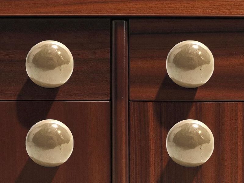 HomeRoots Set of Six Tan Mushroom Knob Ceramic Drawer Pull Knobs image number 1