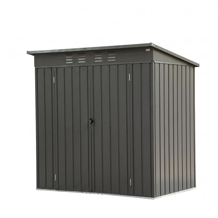 CLIHOME 5x3Ft Outdoor Storage Shed,with Sloping Roof Galvanized Steel Frame Backyard Tool Storage Room